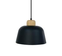 LEDKIA LIGHTING - Suspension Métal et Bois Wawak | Design Unique et Élégant | Compatible Ampoules E27 | Pour Intérieur IP20 | Idéal Salles à Manger, Salons, Noir, Bois et Métal