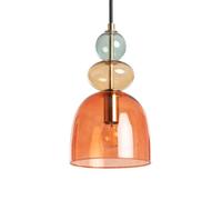 LEDKIA LIGHTING - Suspension Métal et Verre Baudelaire | Design Vintage Élégant | Compatible Ampoules LED E14 | Longueur Réglable | Pour Maison et Entreprise, Rouge, Métal et Verre