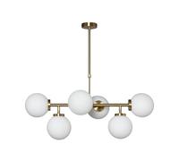LEDKIA LIGHTING - Suspension Métal et Verre Lautrec | Design moderne réglable | Compatible ampoules E27 | Pour intérieurs salons et restaurants | 6 abat-jours sphériques, Doré, Métal