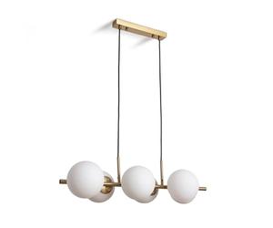 LEDKIA LIGHTING - Suspension Métal et Verre Moonlight | 6 Spots E27 | Design Élegant | Installation Intérieure IP20 | Compatible Ampoules LED RGB/CCT, Doré, Métal