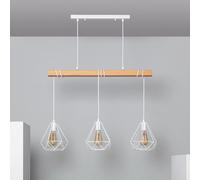 LEDKIA LIGHTING - Suspension Métal Sardo 3 Spots | Style Industriel Vintage | Compatible Ampoules E27 | Câble Réglable en Hauteur, Blanc