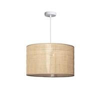 LEDKIA LIGHTING - Suspension Rotin Baracoa | Design Naturel Unique | Fonctionne avec Ampoule E27 | Pour Intérieur, Chambres, Salles à Manger | Métal, Textile, Blanc