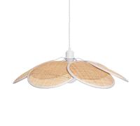 LEDKIA LIGHTING - Suspension Rotin | Compatible Ampoules E27 | IP20 Usage Intérieur | Design Pétales Marguerite | Finitions Soignées | 1500 mm x 600 mm, Blanc Tressé, Rotin