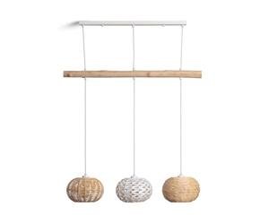 LEDKIA LIGHTING - Suspension Rotin et Bois Linfen | Design Boho-Chic | Ampoules E27 Non Incluses | Câble Réglable | IP20 Intérieur | Pour Maison et Entreprise, Naturel, Rotin