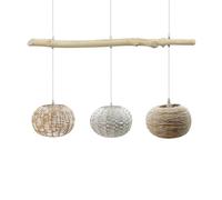 LEDKIA LIGHTING Suspension Rotin et Bois Linfen Naturel