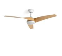 LEDKIA LIGHTING Ventilateur de Plafond avec Éclairage Silencieux DC Eubea Bois Télécommande Grand (plus de 20 m²) 132 cm Blanc