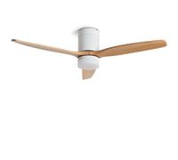 LEDKIA LIGHTING Ventilateur de Plafond avec Éclairage Silencieux DC Pales en Bois Leros Bois clair Télécommande Grand (plus de 20 m²) 132 cm Blanc