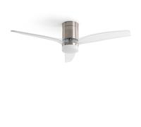 LEDKIA LIGHTING Ventilateur de Plafond avec Éclairage Silencieux DC Pales en Bois Leros Transparent Télécommande Grand (plus de 20 m²) 132 cm Nickel