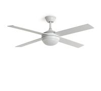 LEDKIA LIGHTING Ventilateur de Plafond avec Éclairage Silencieux DC Pales en Bois Navy Evo Blanc Télécommande Grand (plus de 20 m²) 132 cm Blanc