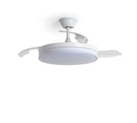LEDKIA LIGHTING Ventilateur de Plafond avec Éclairage Silencieux DC Pales Rétractables Dalori Evo Transparent Télécommande Moyen (entre 10 et 20 m²) 105 cm Blanc