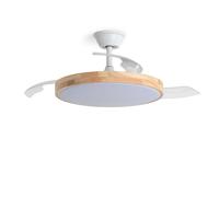 LEDKIA LIGHTING Ventilateur de Plafond avec Éclairage Silencieux DC Pales Rétractables Dari Transparent Télécommande Moyen (entre 10 et 20 m²) 105 cm Naturel