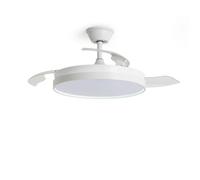 LEDKIA LIGHTING Ventilateur de Plafond avec Éclairage Silencieux DC Pales Rétractables Kaios Transparent Télécommande Moyen (entre 10 et 20 m²) 105 cm Blanc