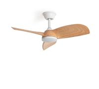 LEDKIA LIGHTING Ventilateur de Plafond avec Éclairage Silencieux DC Poros Evo Bois Télécommande 90 cm Petit (jusqu'à 10 m²) Blanc