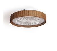 LEDKIA LIGHTING Ventilateur de Plafond avec Lumière Silencieux DC Ratán Nala Transparent Télécommande Petit (jusqu'à 10 m²) 50 cm Brun