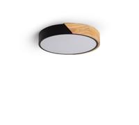 Plafonnier LED Rond Bois et Aluminium 18W CCT Sélectionnable Semi-Dari Ø320 mm Noir