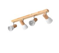 LEDKIA Plafonnier Métal et Bois Tautau 4 Spots Blanc | Compatible Ampoules LED E14 | Intérieur IP20 | Style Rétro Pour Maison & Entreprise