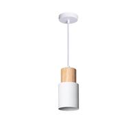 LEDKIA LIGHTING Suspension Aluminium et Bois Kidonge Blanc | Design Moderne | Compatible Ampoule E27 | IP20 Intérieur | Taille Ø100 mm