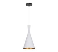 LEDKIA Suspension Aluminium Lennon Blanc | Conique Vintage Design Années 60 | Compatible Ampoule LED E27 | Aluminium Durable | Réglable en Hauteur