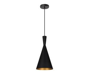 LEDKIA Suspension Aluminium Lennon Noir | Conique Vintage Design | Compatible Ampoules E27 | Aluminium Durable | Câble Réglable 1,20m pour Intérieur,