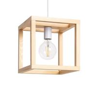 LEDKIA Suspension Bois Coba Naturel | Design Épuré et Élégant | Compatible Ampoules LED E27 | Câble Réglable | Pour Maison et Entreprise