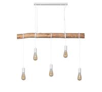 LEDKIA Suspension Métal et Bois Yagis Blanc | Design unique et élégant | Compatible Ampoules LED E27 | Idéal pour Salles à Manger, Salons, Bureaux | Câble réglable