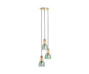 LEDKIA Suspension Métal et Verre Tri Baudelaire Vert | Design Vintage Élégant | Compatible Ampoules E14 | Longueur Réglable | Pour Maison et Entreprise