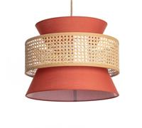 LEDKIA Suspension Rotin et Tissu Chulu Terre cuite
