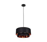LEDKIA Suspension Textile Lin Reflect Duo Noir | Design élégant et unique | Câble réglable | Compatible ampoule E27 (non incluse) | Usage intérieur