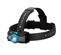Ledlenser Lampe Frontale LED MH7 d'extérieur, Noir/Bleu, Rechargeable Batterie, 600 lumens, autonomie maximale de 60h, lumière Rouge, Peut fonctionner 2 Piles AA, Verrouillage de Transport