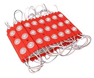LEDLUX Bande de 20 pièces Module brique LED, DC 12 V IP67 avec lentille agrandissement, angle 160 degrés pour faire des lettres enseigne (rouge)