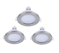 LEDLUX FP8705W Spot LED encastrable pour cloison sèche à intensité variable avec variateur triac 220 V 5 W 550 lumens 87 mm x 37 mm trou 70 mm étanche IP65 raccord rapide (nickel satin blanc neutre