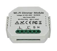 LEDLUX SH105 Led Triac Variateur de coupe de phase avec bouton normalement ouvert 220 V 150 W Module WiFi intelligent avec mémoire et fonction de déviateur, compatible avec Alexa et Google Home