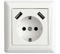 LEDmaxx 106648 simple Prise de courant encastrable avec USB, sécurité enfants blanc