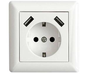 LEDmaxx 106648 simple Prise de courant encastrable avec USB, sécurité enfants blanc