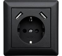 LEDmaxx USB1002 simple Prise de courant encastrable avec USB, sécurité enfants noir