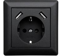 LEDmaxx USB1002 simple Prise de courant encastrable avec USB, sécurité enfants noir | BOITE DE DERIVATION