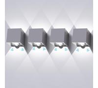 ledmo 12W LED Appliques Murales Avec Détecteur De Mouvement 4 Pack Applique Murale Exterieur 6000K Avec Angle de Faisceau Réglable Applique Interieur Up Down Grise Applique IP65 Etanche