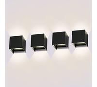 ledmo 4 Pack 12W Applique Murale Intérieure Exterieur 4000K, éclairage Mural d'extérieur Noire Avec Angle de Faisceau Réglable Lampe Led Exterieur Etanche IP65 pour Chambre, Escaliers