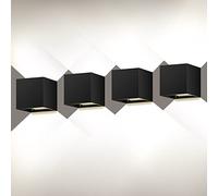 ledmo 4 Pièces 20W Applique Murale Exterieur 4000K, Avec Angle de Faisceau Réglable Noire éclairage Mural d'extérieur LED, Lampe Murale Etanche IP65.