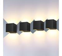 ledmo 4 Pièces 20W Applique Murale Interieur/Exterieur 2000LM Avec Angle de Faisceau Réglable Noire Appliques Murales LED 3000K Blanc Chaud Lampe Murale Etanche IP65