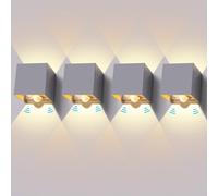 ledmo 4 Pièces Applique Murale extérieure LED avec détecteur de Mouvement 12W Appliques Murales led Étanche Moderne Applique extérieure 3000K Blanc Chaud LED Lampe Applique IP65 étanche 1200lm