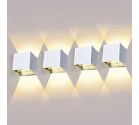 ledmo 4 Pièces Applique Murale Intérieure LED 12W Lampe éclairage Mural d'extérieur 3000K Blanc Chaud Design Etanche IP65.