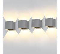 ledmo 4Pack 20W Appliques Murales Exterieur LED Blanc Chaud 3000K Gris Applique Mural Intérieure Angle de faisceau réglable Etanche IP65
