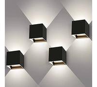 LEDMO 4 Pièces Appliques murales 12W Angle de faisceau réglable Applique Murale Interieur/Exterieur Natural 4000K Éclairage Mural d'Extérieur Étanche IP65