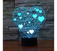 LEDMOMO 3D Lampe Illusion Nuit Lumière 7 Couleurs Changement J'aime U Coeur Formes LED Lampe USB Table Lampe pour amant de Saint-Valentin Cadeau
