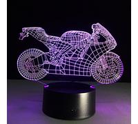 LEDMOMO Lampe d'illusion 3D en forme de Moto Veilleuse LED décoration avec Télécommande USB 7 Couleurs de changement Contôle tactile