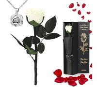 Ledoira Collier avec véritable rose préservée avec cœur « I Love You » - Cadeau unique pour sa maman, grand-mère, épouse, petite amie, anniversaire, Saint-Valentin, Noël, Thanksgiving, fête des mères