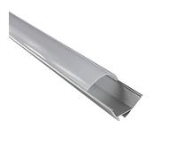 LEDomec Profilé d'angle d'angle en aluminium argenté - Pour bandes LED jusqu'à 20 mm maximum - Avec cache transparent - Pour l'intérieur et l'extérieur - 1 m + cache laiteux