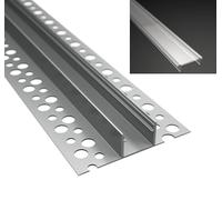 ledomec Profilé de carrelage LED - 1 m - Pour cloison sèche Rigibs - « Fliese-14T » - Pour bandes LED jusqu'à 14 mm + cache transparent (cache profilé transparent de 1 m)