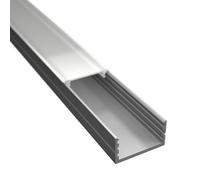 ledomec Profilé LED de 1 m - Montage - 17 - Plat - Argenté - Pour bandes LED jusqu'à 17 mm maximum - Avec cache (1 m argenté, cache mat)